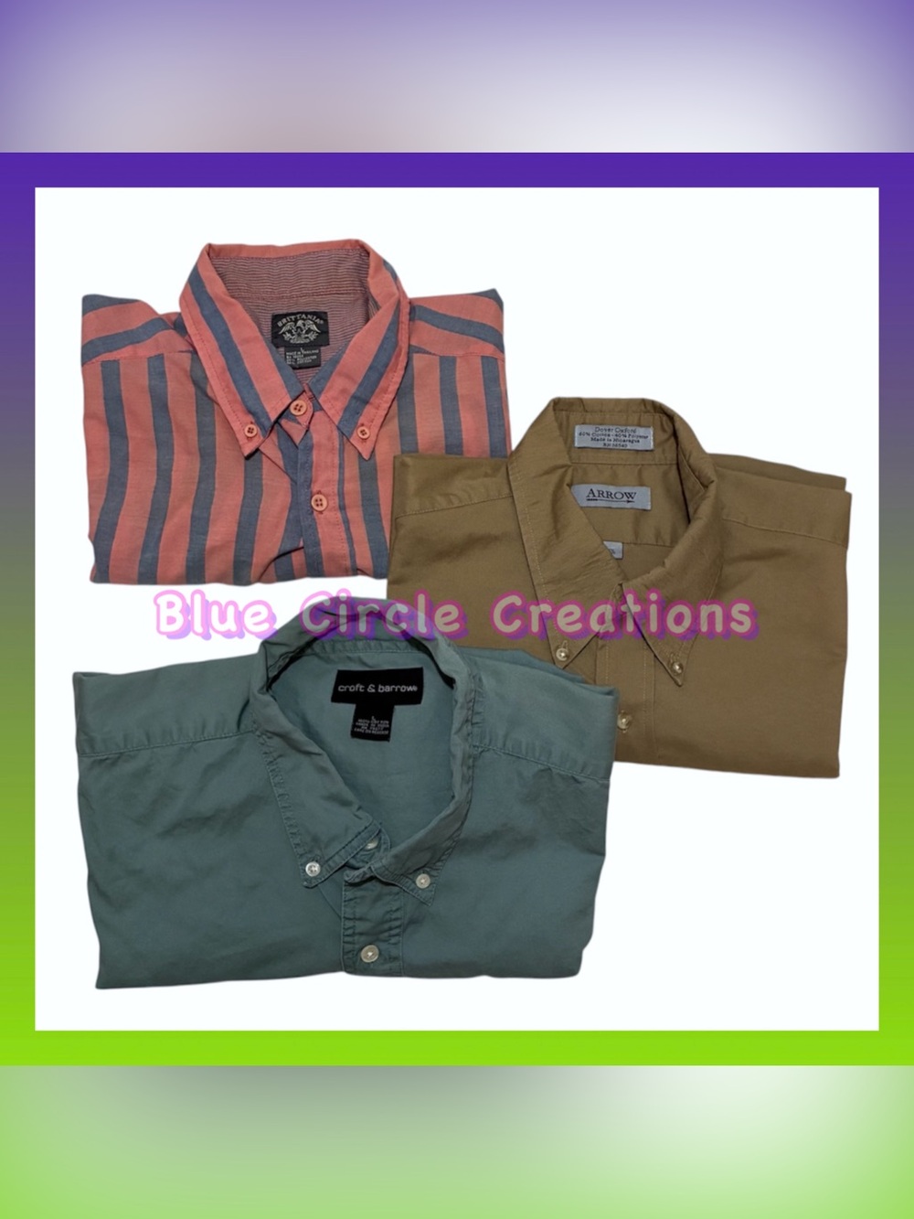 Men’s Vintage Short Sleeve Button Down Shirt 3 Piece Bundle Size Large